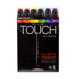 MARCADOR TOUCH TWIN BRUSH RODIN CON 6 PIEZAS - Envío Gratuito