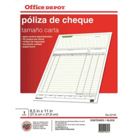 POLIZA CHEQUES OFFICE DEPOT CARTA 5 BLOCKS - Envío Gratuito