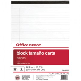 BLOCK TAMANO CARTA 8.5X11.7 BLANCO OFFICE DEPOT - Envío Gratuito