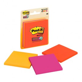 POST-IT SUPER STICKY 654 3 X 3 NEON 45H PAQ/3 - Envío Gratuito